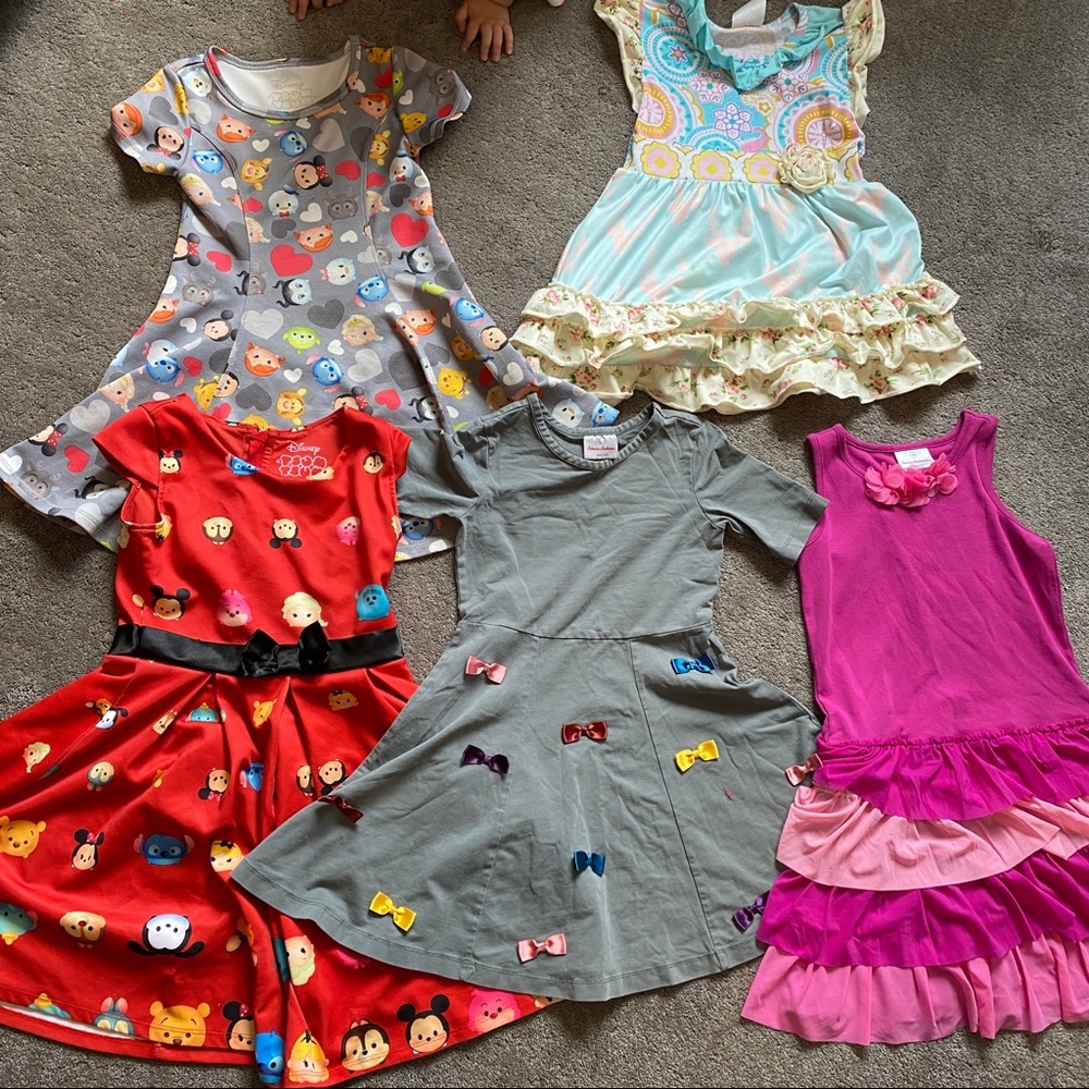 Hannah Andreson girls dress , disney Tsumtsum, kitty and freckles ruffle dress